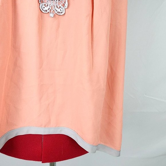 Esley Brand Peach & Gray Embroidered Lace Sleeveless Blouse w/ Split Back - S - Picture 2 of 12